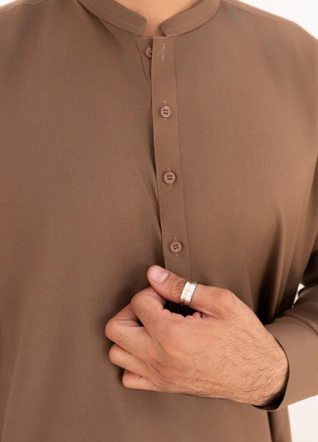 Alif by Buraq Mens RTW Solids Wash N Wear 2 Piece Suit Bisciotti Brown Casual Collection
