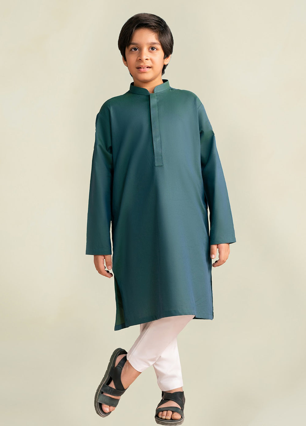 Divinely Crafted Boys RTW Cotton 2 Piece Suit Deep Pine Green Casual Collection
