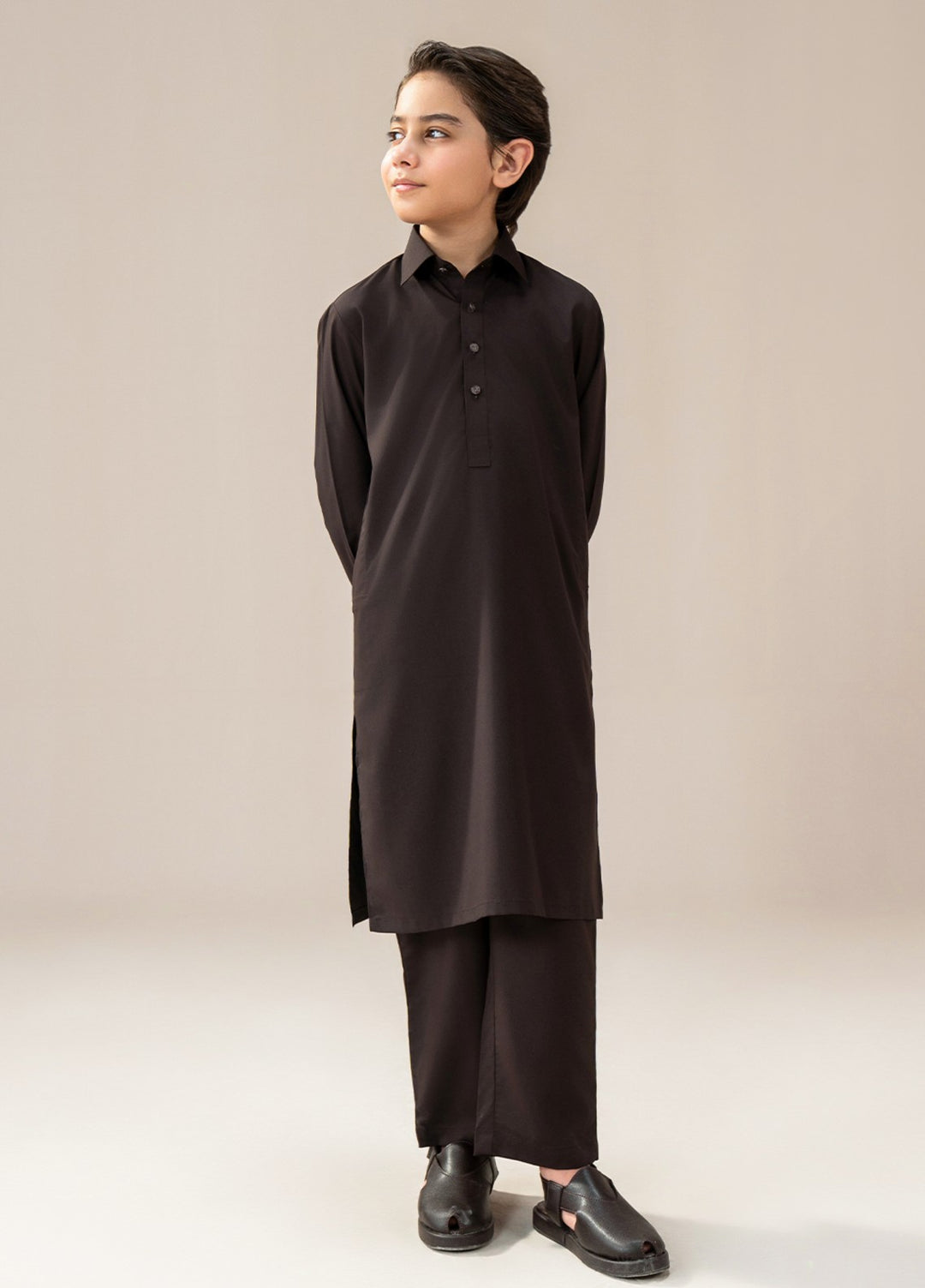 Divinely Crafted Boys RTW Solids Wash N wear 2 Piece Suit Chocolate Brown Casual Collection