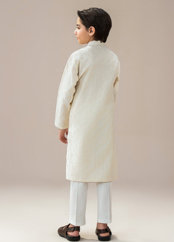 Divinely Crafted Boys RTW Chikankari Cotton 2 Piece Suit Off-White Casual Collection