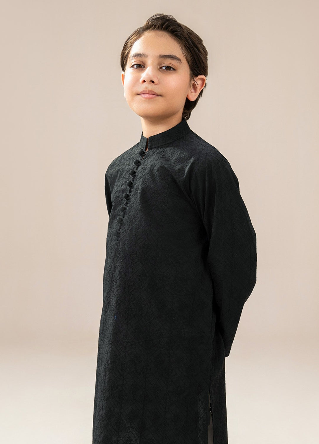 Divinely Crafted Boys RTW Chikankari Cotton 2 Piece Suit Black Chikankari Casual Collection