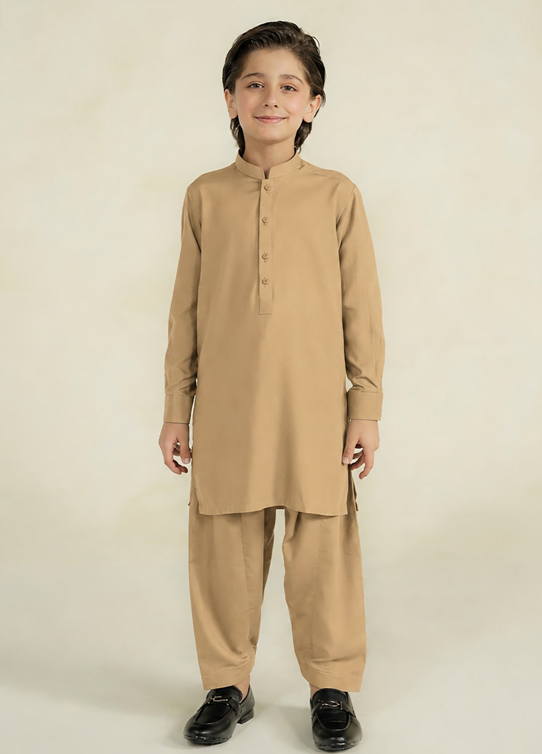 Divinely Crafted Boys RTW Solids Wash N wear 2 Piece Suit Camel Brown Casual Collection