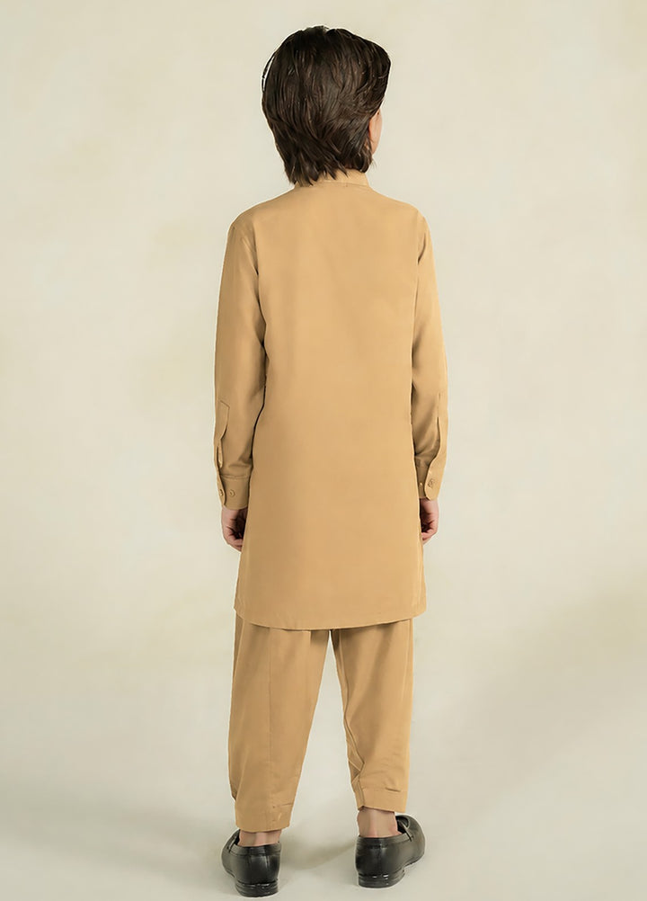 Divinely Crafted Boys RTW Solids Wash N wear 2 Piece Suit Camel Brown Casual Collection
