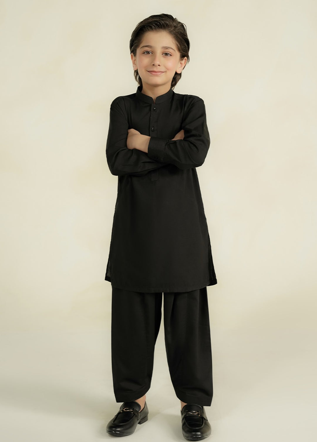Divinely Crafted Boys RTW Solids Wash N wear 2 Piece Suit Black Casual Collection