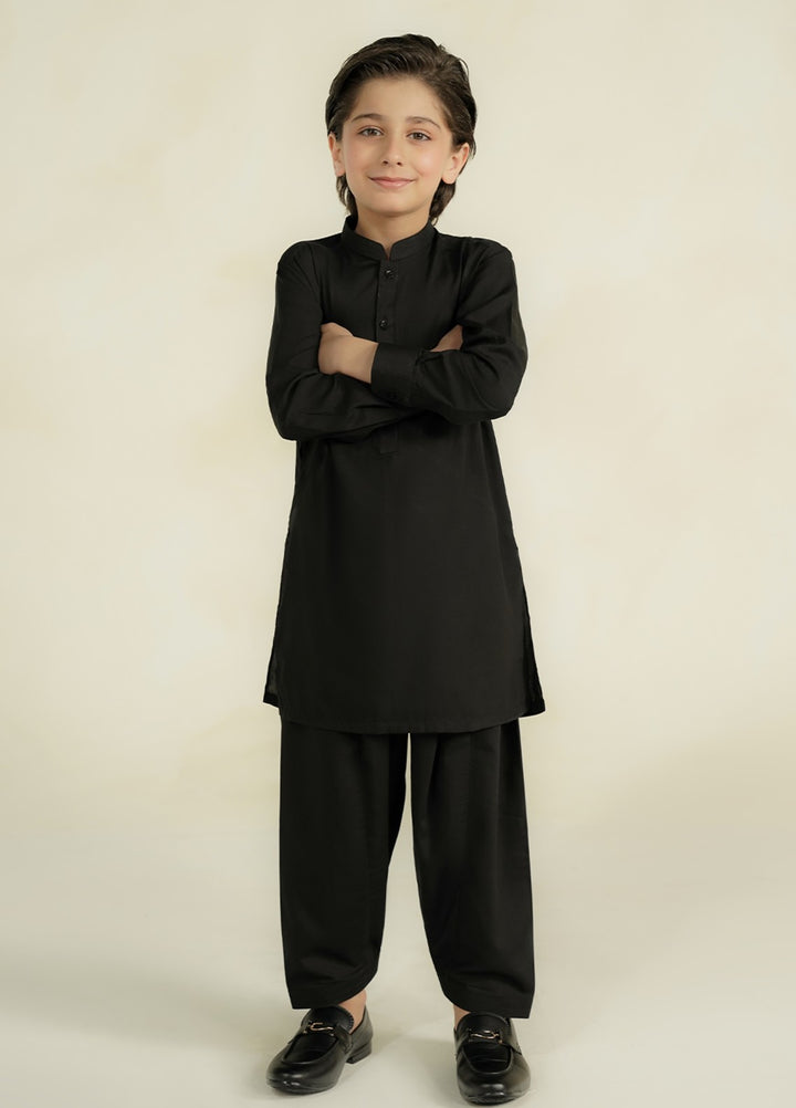 Divinely Crafted Boys RTW Solids Wash N wear 2 Piece Suit Black Casual Collection