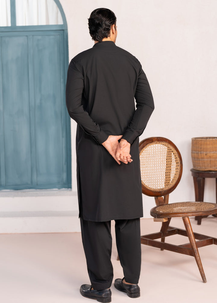 Divinely Crafted Mens RTW Solids Wash N wear 2 Piece Suit Black Casual Collection