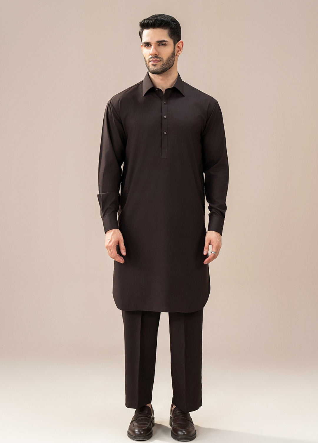 Divinely Crafted Mens RTW Wash N wear 2 Piece Suit Chocolate Brown Casual Collection