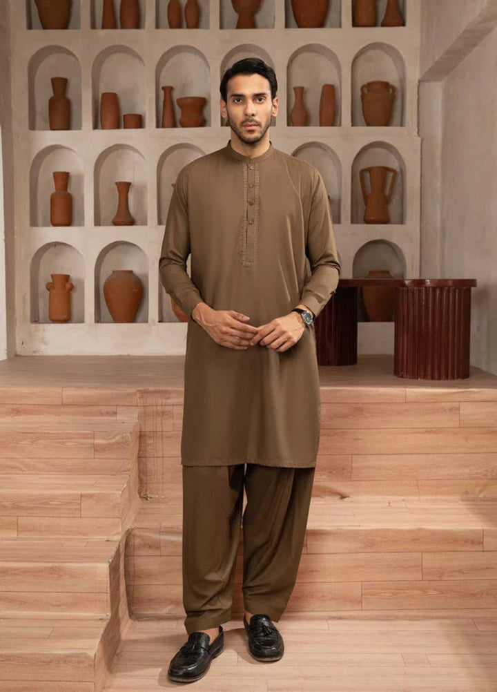 Farmanrawa by Buraq Mens RTW Embroidered Wash N Wear 2 Piece Suit Hakam Casual Collection