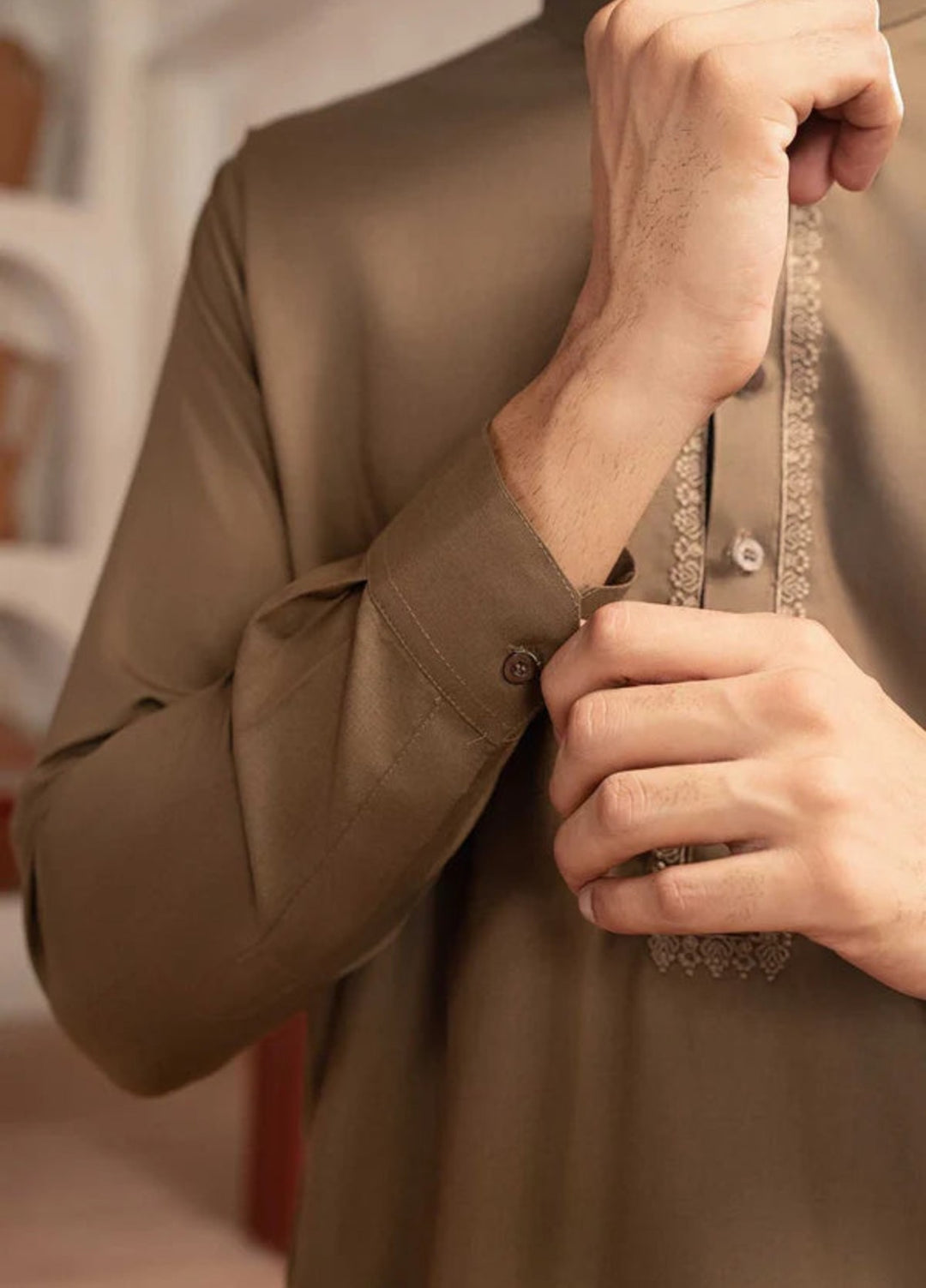 Farmanrawa by Buraq Mens RTW Embroidered Wash N Wear 2 Piece Suit Hakam Casual Collection
