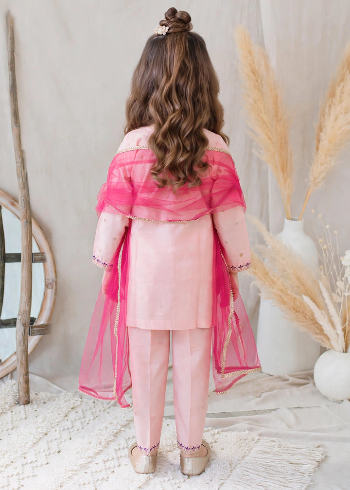 Modest Girls RTW Embroidered Lawn Cotton 3 Piece Suit Pink Gharara 11130-PNK Festive Collection