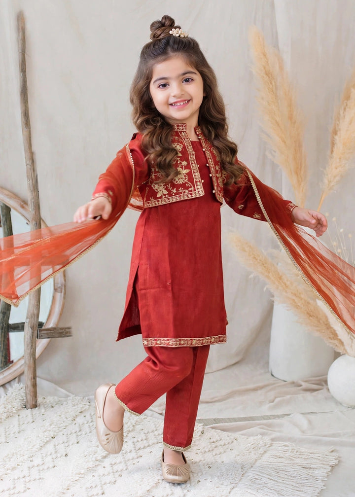 Modest Girls RTW Embroidered Lawn Cotton 4 Piece Suit 11155-MAR Festive Collection