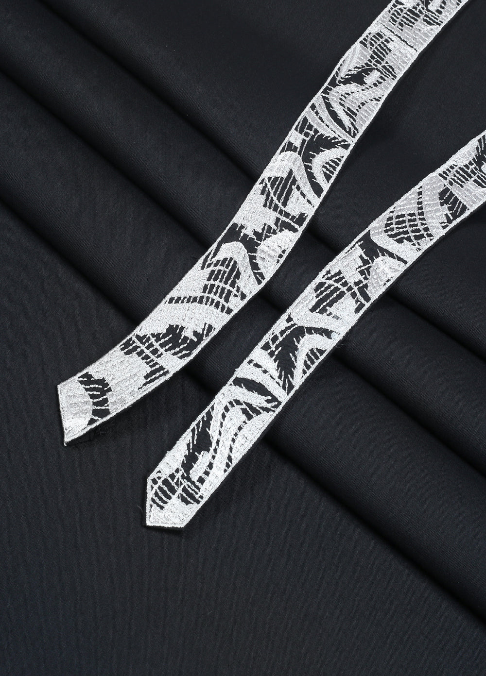 Monochrome by Fabrich Mens Unstitched Embroidered Wash N Wear 2 Piece Suit Black Bann-Placket Casual Collection