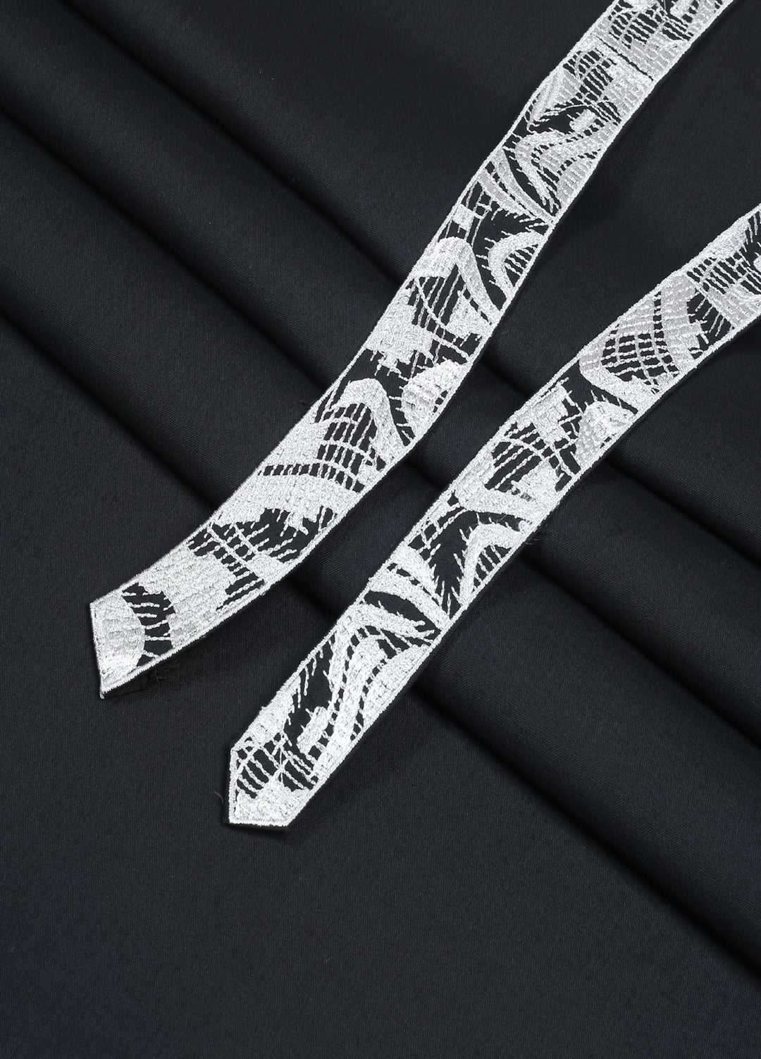 Monochrome by Fabrich Mens Unstitched Embroidered Wash N Wear 2 Piece Suit Black Bann-Placket Casual Collection