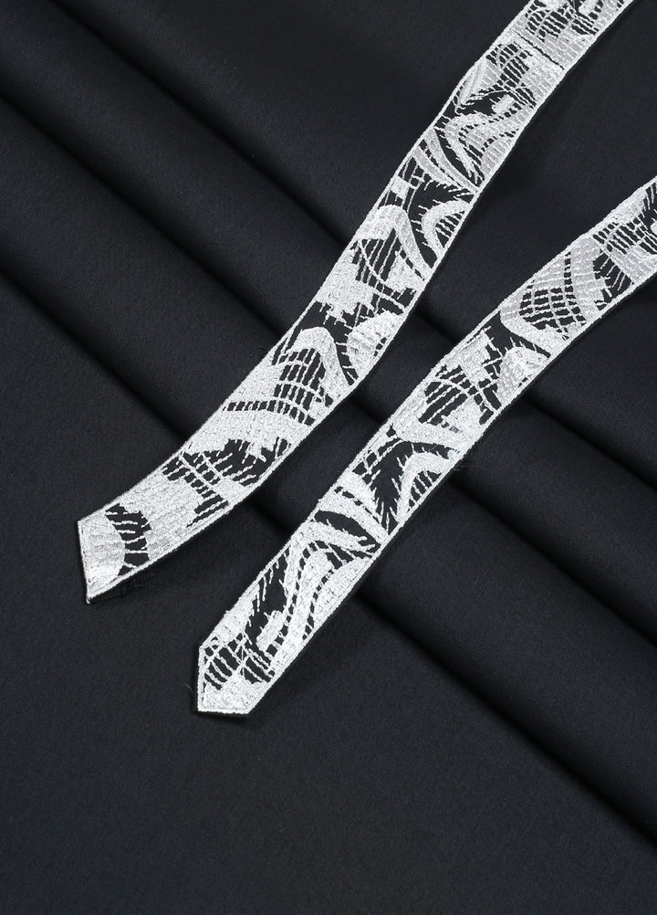Monochrome by Fabrich Mens Unstitched Embroidered Wash N Wear 2 Piece Suit Black Bann-Placket Casual Collection