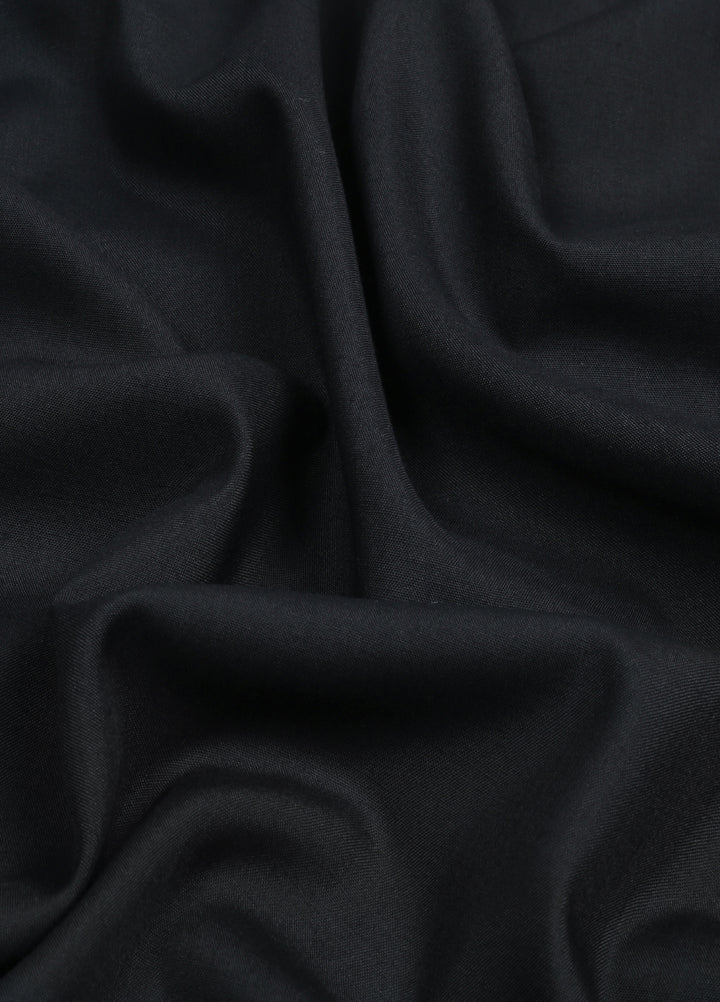 Monochrome by Fabrich Mens Unstitched Embroidered Wash N Wear 2 Piece Suit Black Bann-Placket Casual Collection