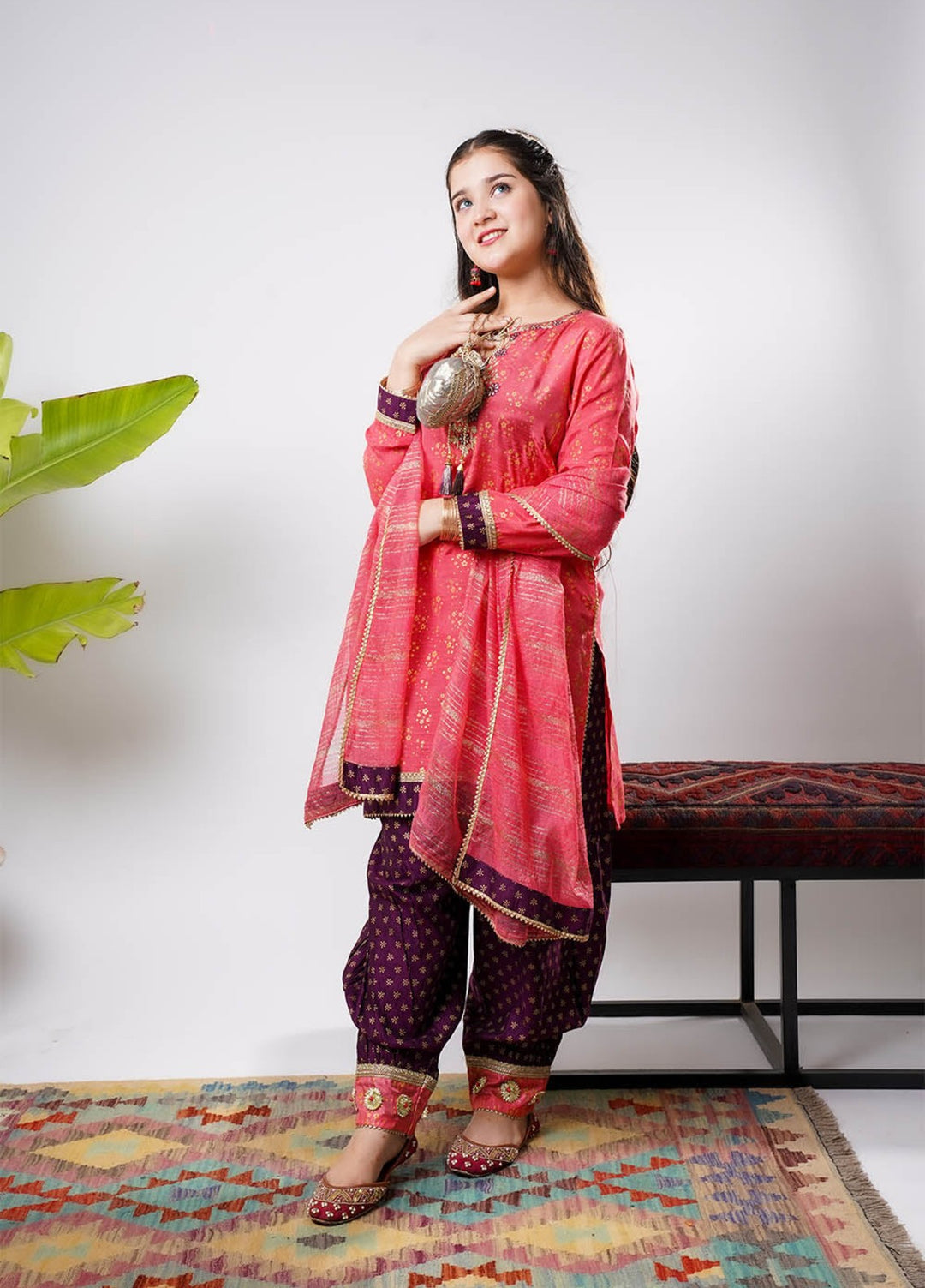 Senorita Girls RTW Hand work Viscose Raw Silk 3 Piece Suit GDD-03257 Festive Collection