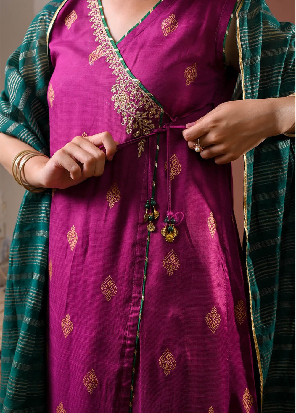 Senorita Girls RTW Hand work Viscose Raw Silk 3 Piece Suit GDD-03294 Festive Collection