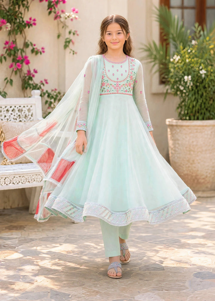 Modest Girls RTW Embroidered Crinkle 3 Piece Suit C-Blue Festive Collection