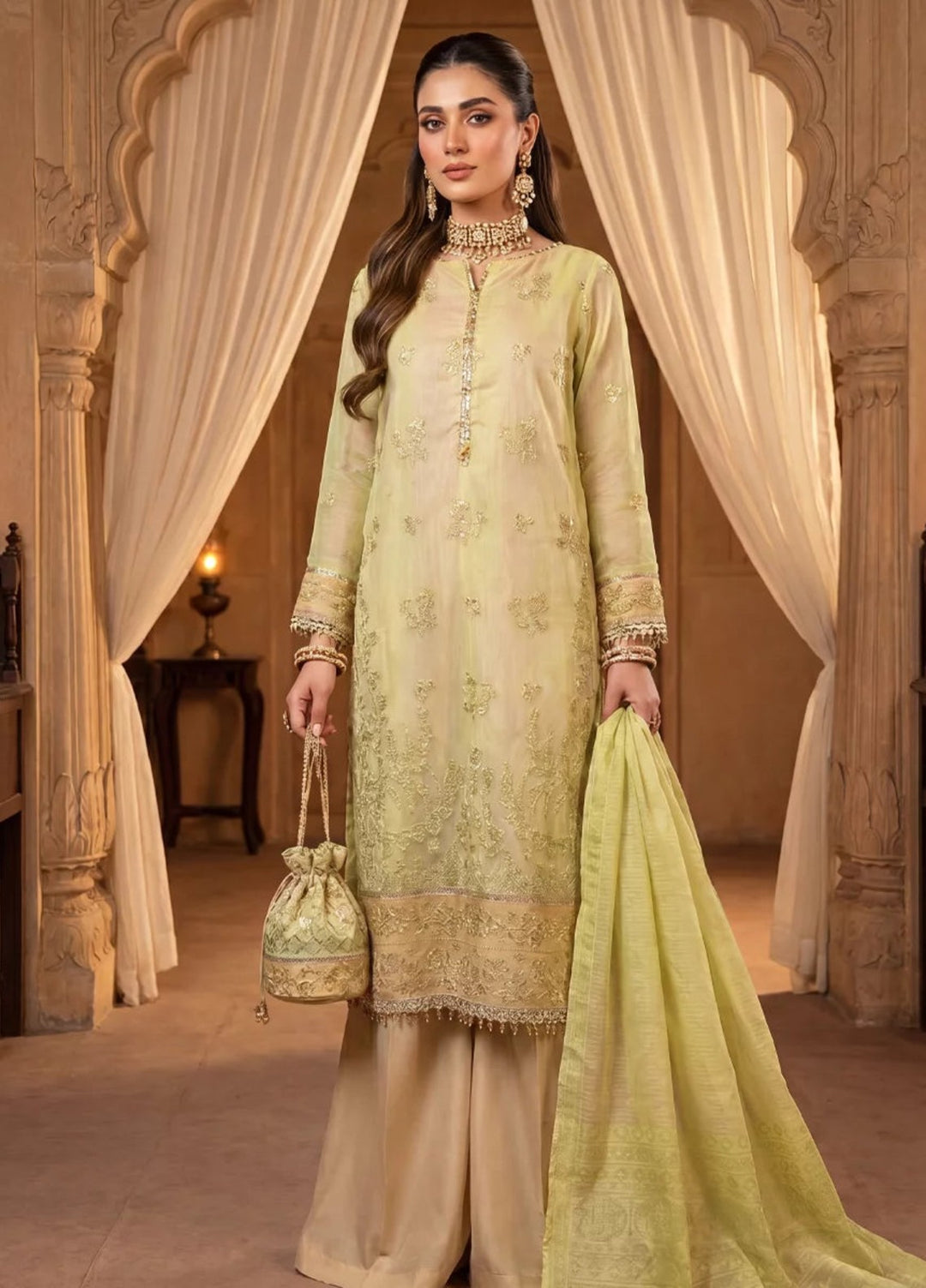 Salitex Women Unstitched Embroidered Khaadi Net 3 Piece Suit SUNS8NO521 Festive Collection