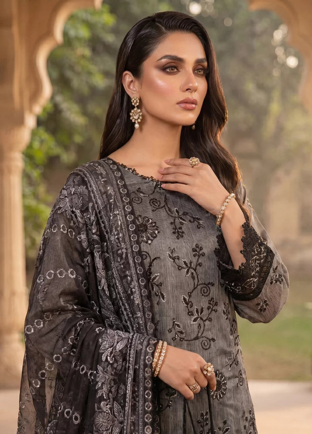 Salitex Women Unstitched Embroidered Khaadi Net 3 Piece Suit SUNS8NO522 Festive Collection