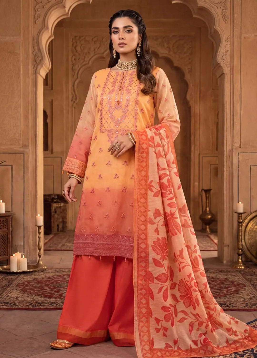 Salitex Women Unstitched Embroidered Khaadi Net 3 Piece Suit SUNS8NO523 Festive Collection