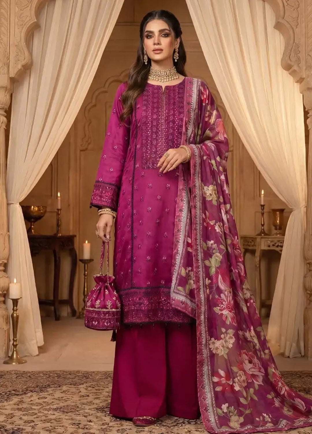 Salitex Women Unstitched Embroidered Cotton Silk 3 Piece Suit SUNS8NO502 Festive Collection