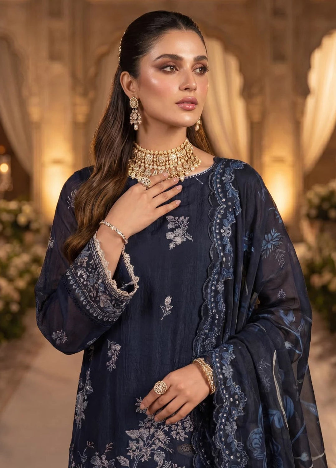 Salitex Women Unstitched Embroidered Khaadi Net 3 Piece Suit SUNS8NO503 Festive Collection