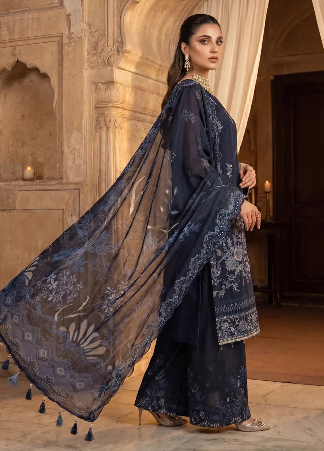 Salitex Women Unstitched Embroidered Khaadi Net 3 Piece Suit SUNS8NO503 Festive Collection