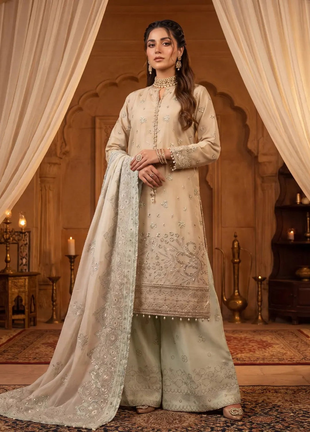 Salitex Women Unstitched Embroidered Paper Cotton 3 Piece Suit SUNS8NO506 Festive Collection