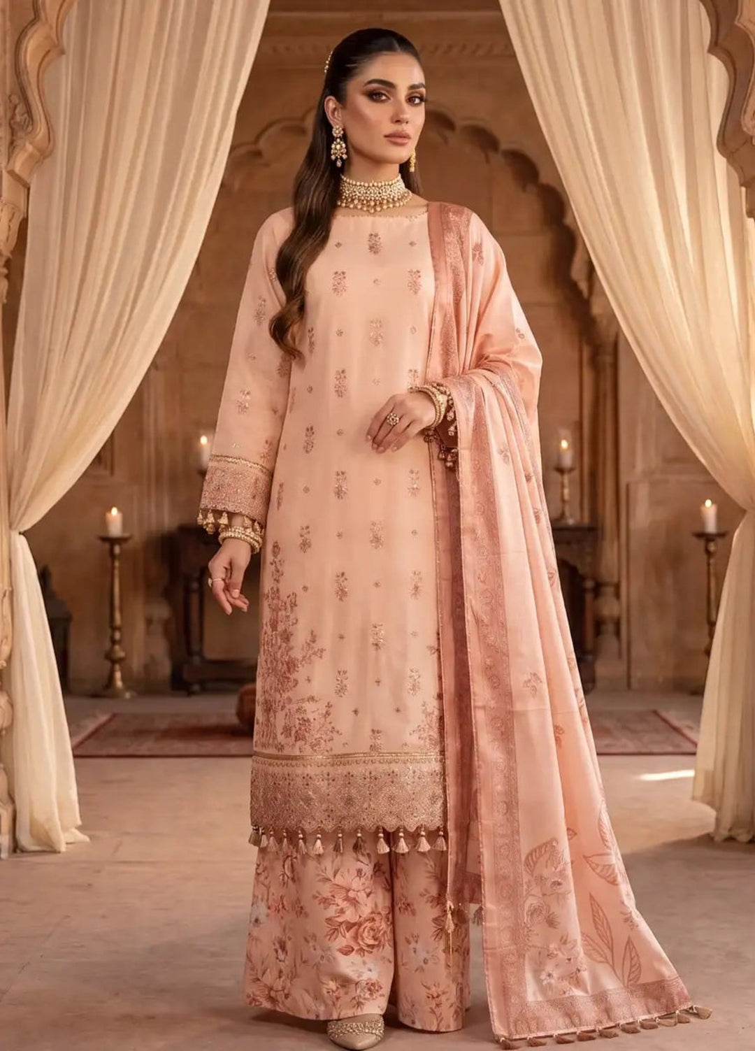 Salitex Women Unstitched Embroidered Paper Cotton 3 Piece Suit SUNS8NO508 Festive Collection