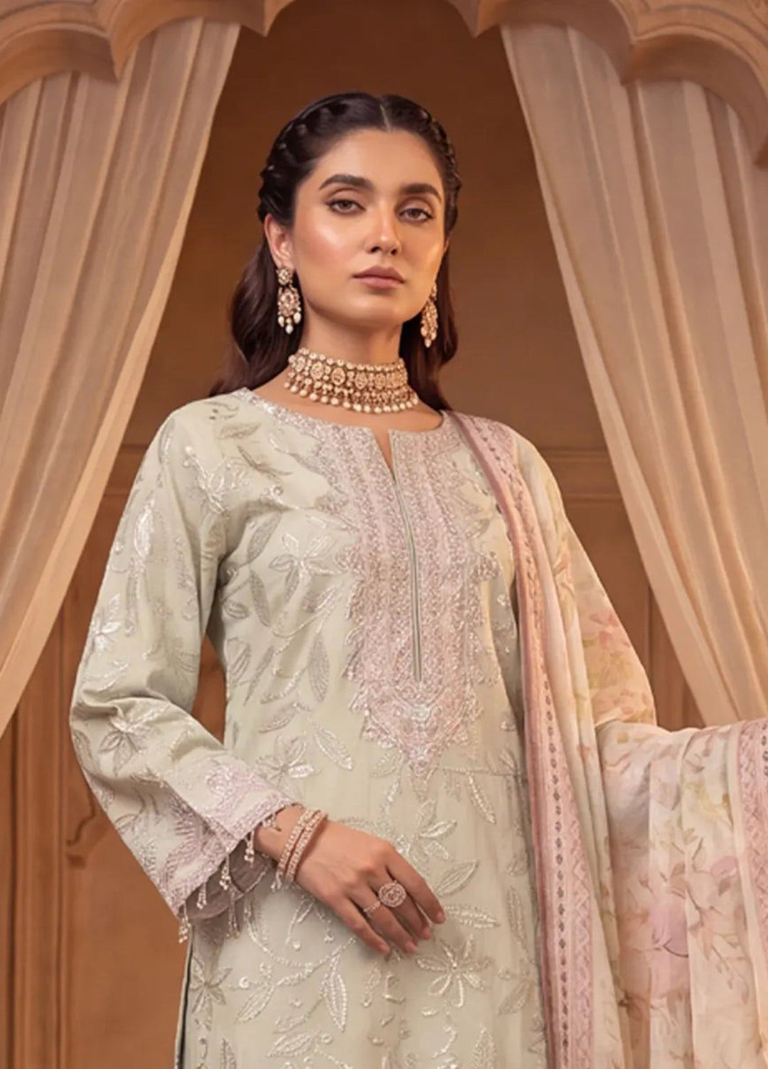 Salitex Women Unstitched Embroidered Paper Cotton 3 Piece Suit SUNS8NO509 Festive Collection