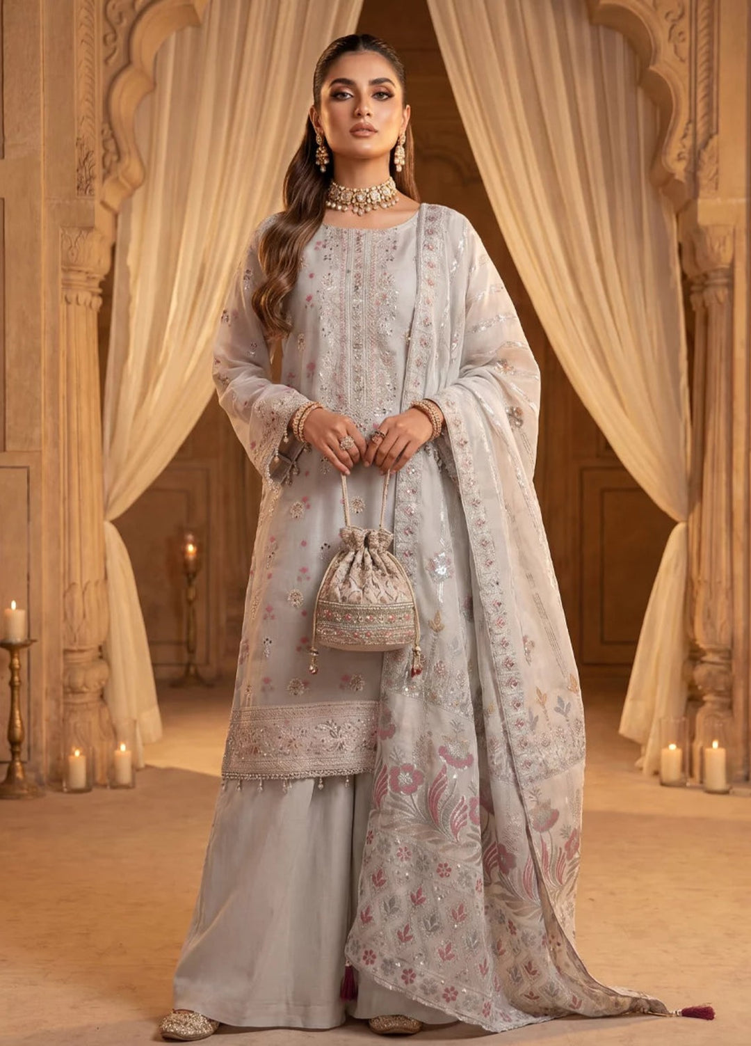 Salitex Women Unstitched Embroidered Paper Cotton 3 Piece Suit SUNS8NO510 Festive Collection