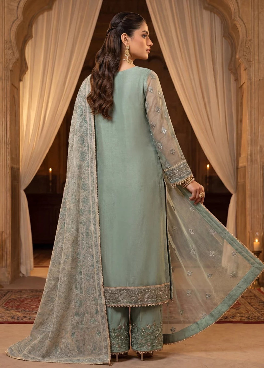 Salitex Women Unstitched Embroidered Khaadi Net 3 Piece Suit SUNS8NO512 Festive Collection