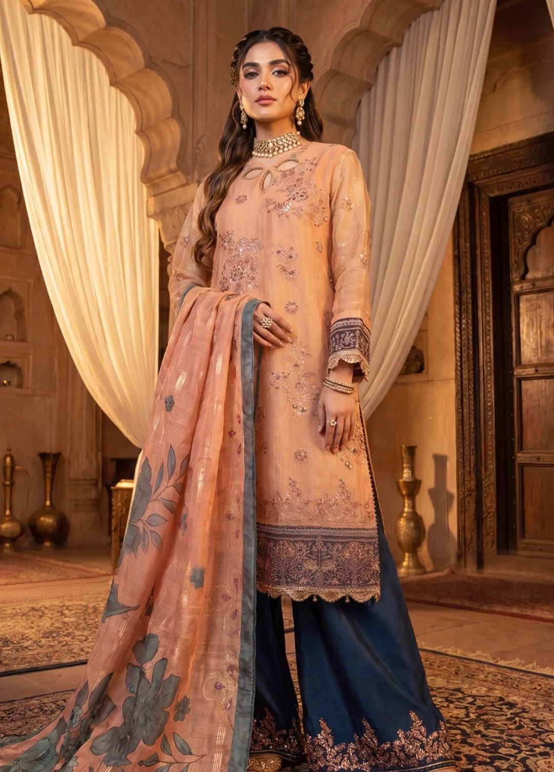 Salitex Women Unstitched Embroidered Khaadi Net 3 Piece Suit SUNS8NO513 Festive Collection