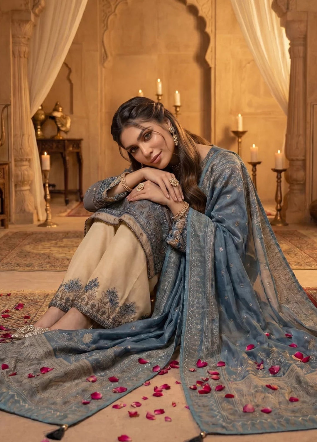 Salitex Women Unstitched Embroidered Khaadi Net 3 Piece Suit SUNS8NO514 Festive Collection