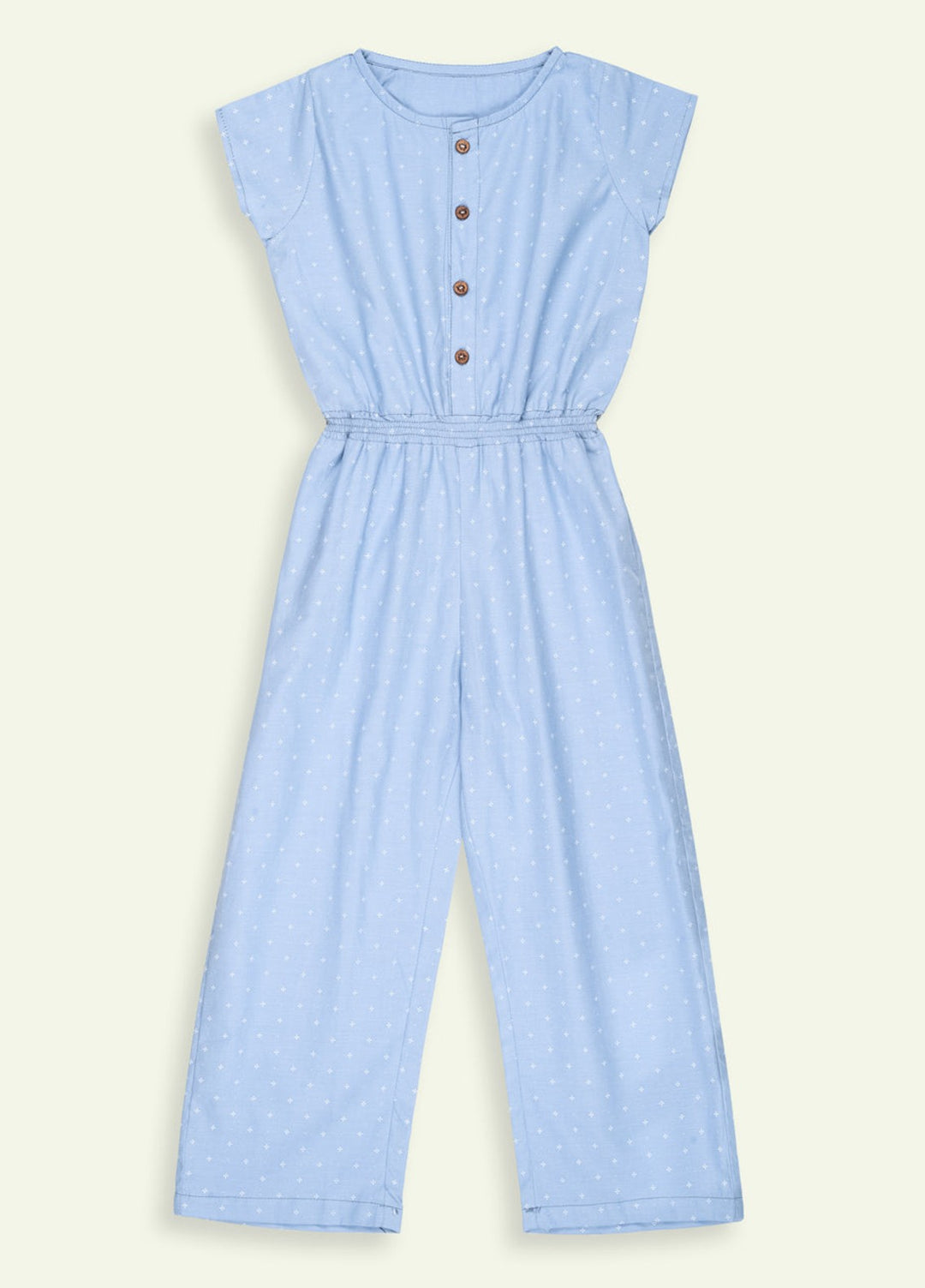 Ixample Kids RTW Printed Cotton 1 Piece Suit Sky Blue Wide-Leg Casual Collection