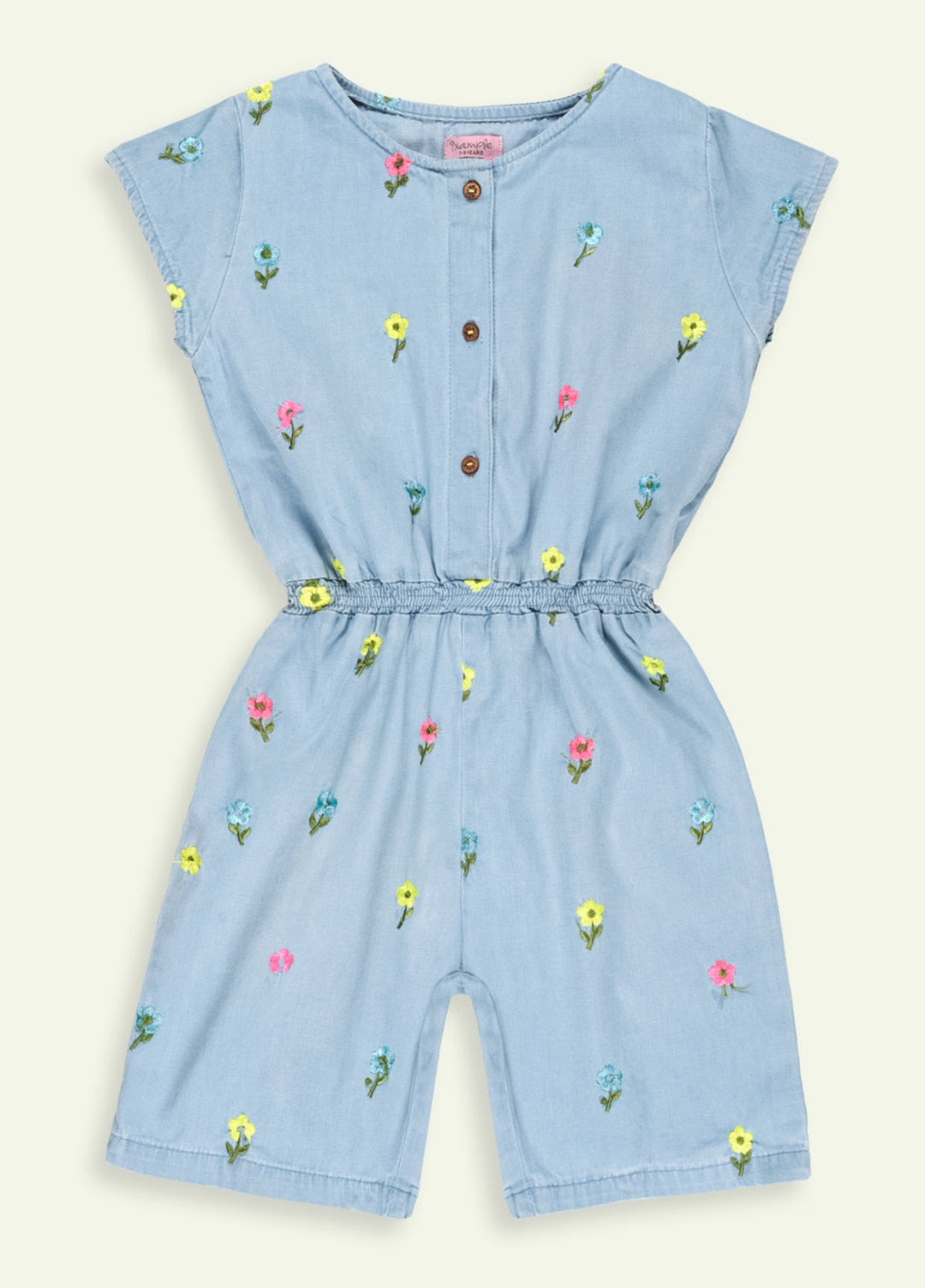 Ixample Kids RTW Embroidered Denim 1 Piece Suit Floral Playsuit Casual Collection