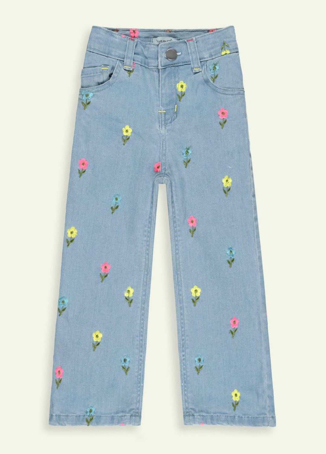 Ixample Kids RTW Embroidered Denim 1 Piece Suit Wide Leg Jeans Casual Collection