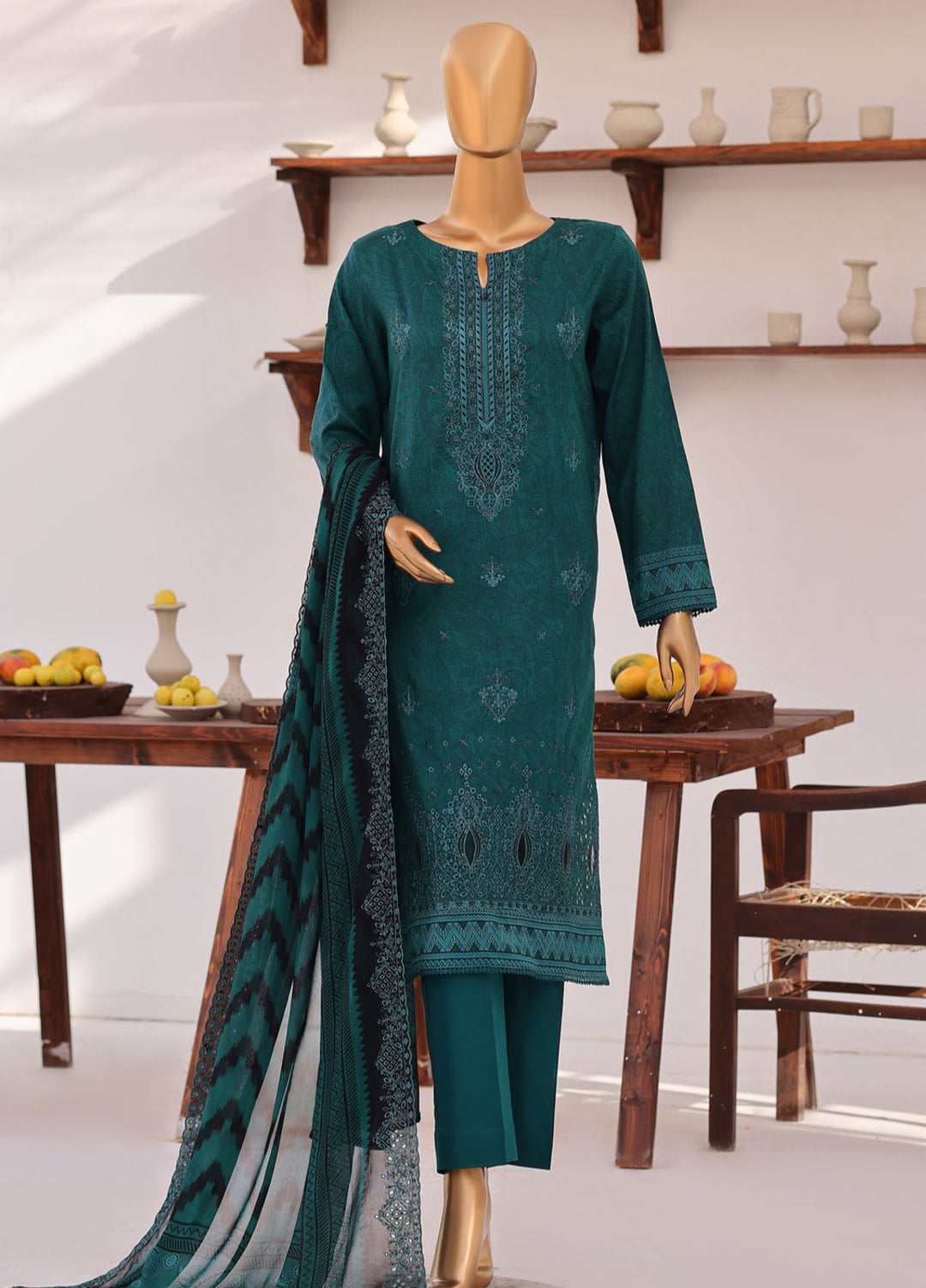 Premium Venice by HZ Textiles Unstitched Embroidered Lawn Cotton 3 Piece Suit PVE-3115 Casual Collection
