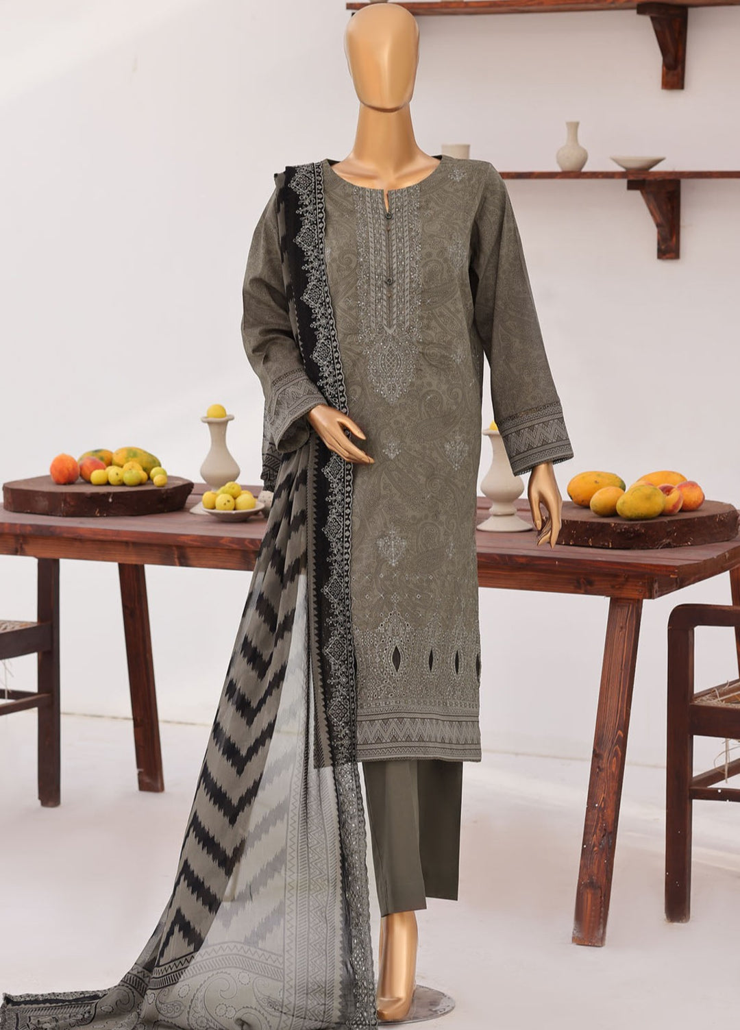 Premium Venice by HZ Textiles Unstitched Embroidered Lawn Cotton 3 Piece Suit PVE-3119 Casual Collection
