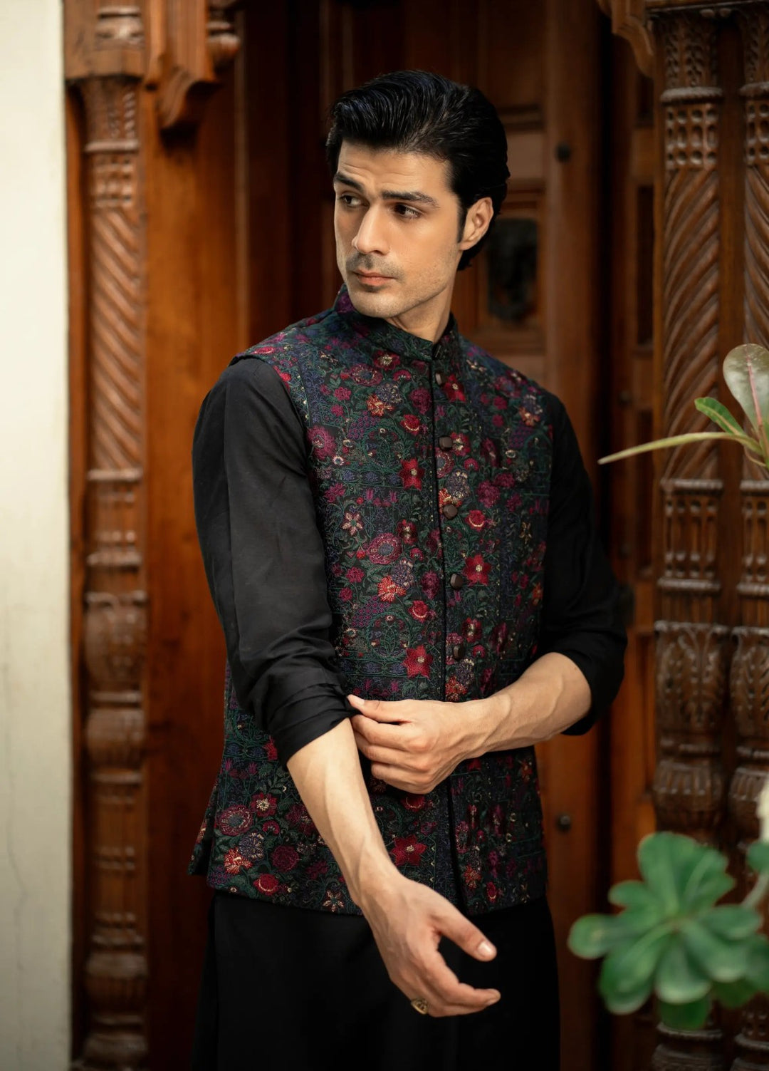 Stylish Garments Mens Waistcoat RTW Embroidered Mesuri Waistcoat Suit W-2859 Festive Collection