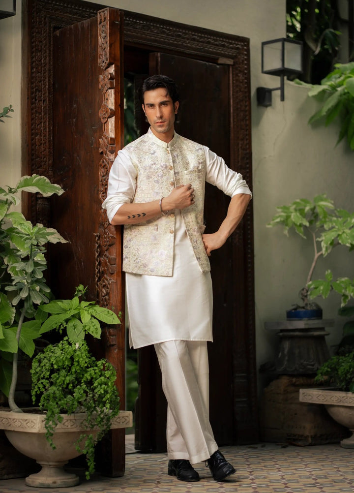 Stylish Garments Mens Waistcoat RTW Embroidered Mesuri Waistcoat Suit W-2854 Festive Collection