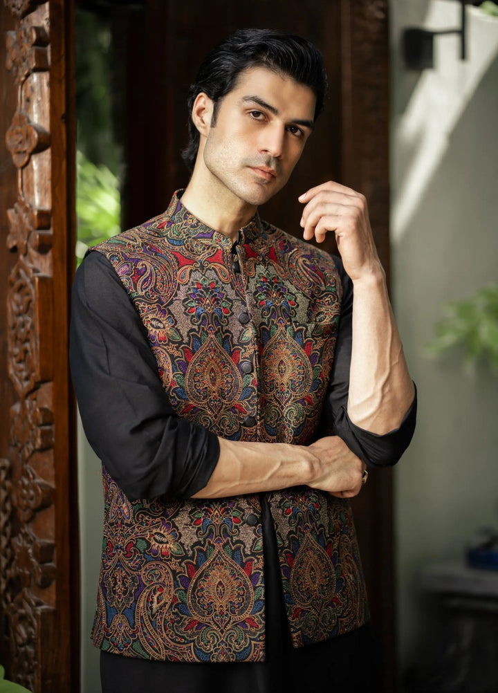 Stylish Garments Mens Waistcoat RTW Embroidered Mesuri Waistcoat Suit W-2889 Festive Collection