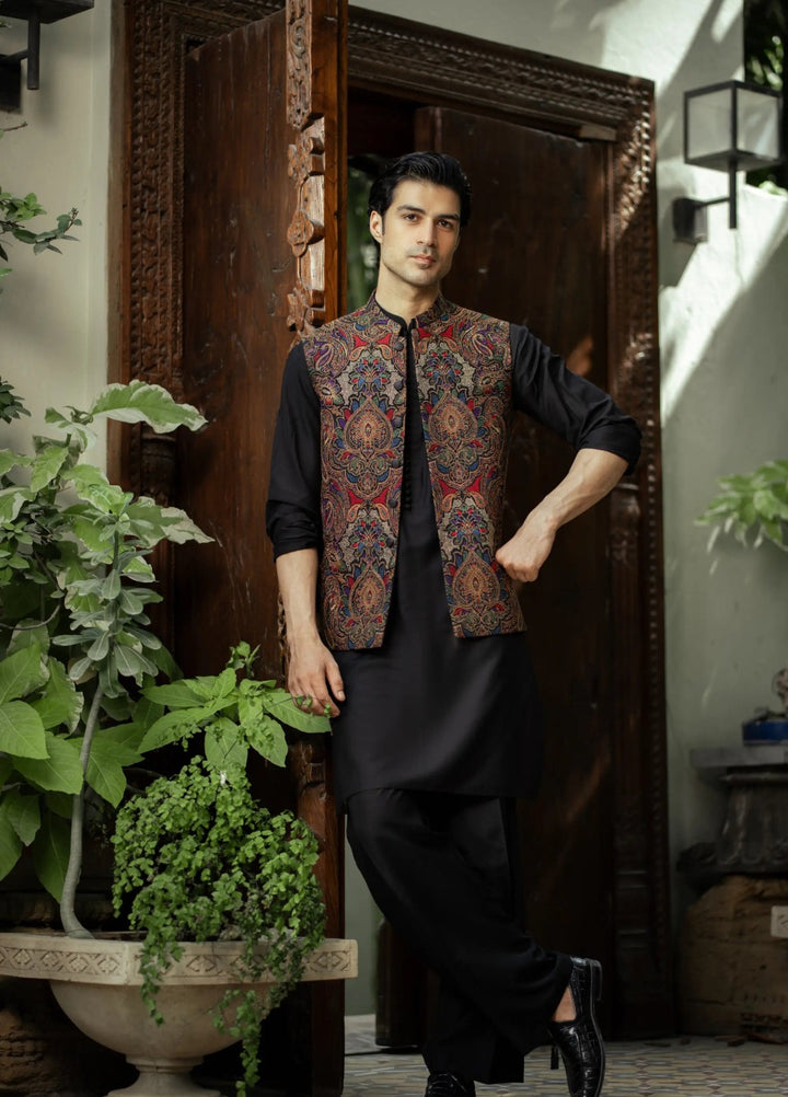 Stylish Garments Mens Waistcoat RTW Embroidered Mesuri Waistcoat Suit W-2889 Festive Collection