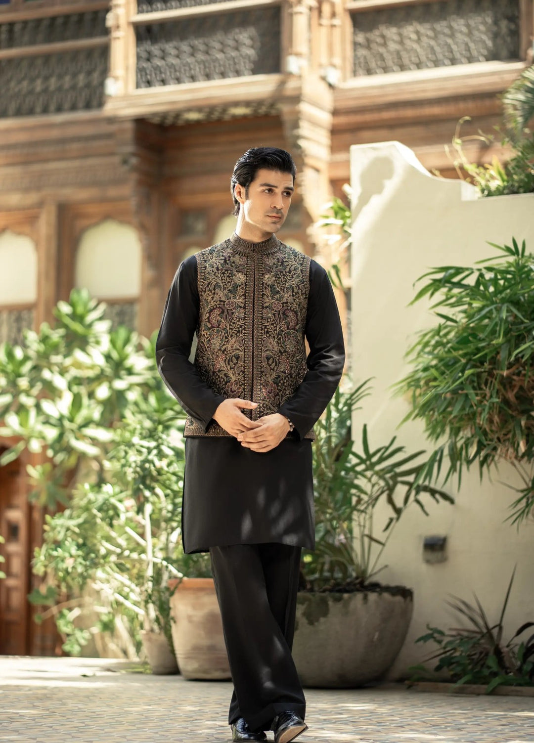 Stylish Garments Mens Waistcoat RTW Embroidered Mesuri Waistcoat Suit W-2998 Festive Collection
