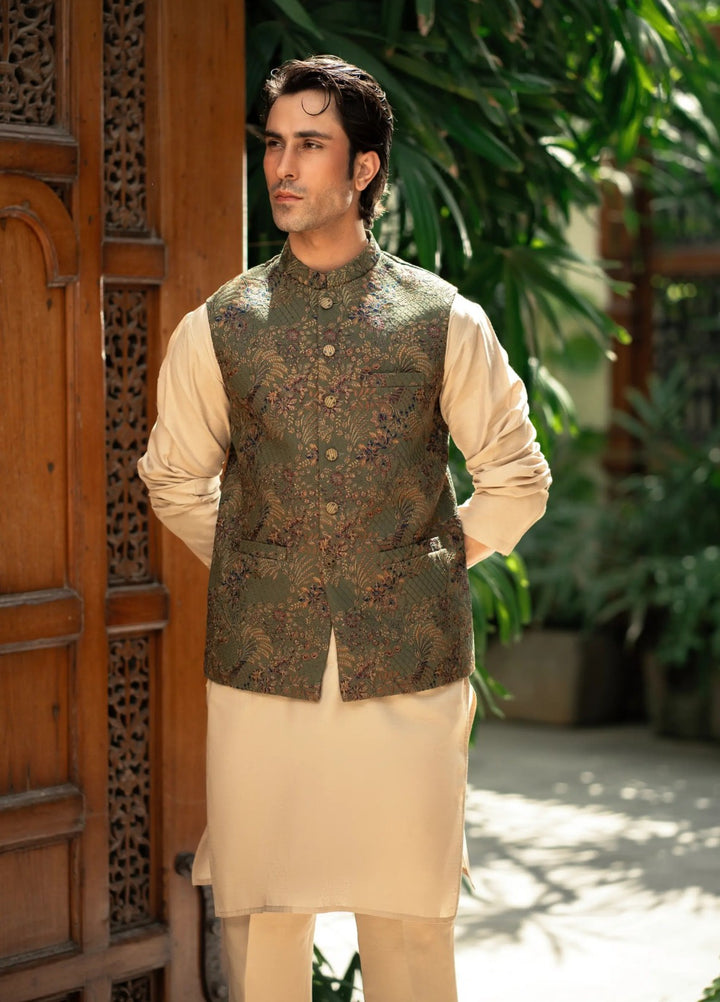 Stylish Garments Mens Waistcoat RTW Embroidered Mesuri Waistcoat Suit W-2885 Festive Collection