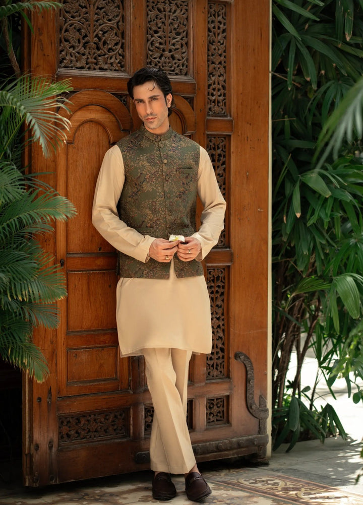 Stylish Garments Mens Waistcoat RTW Embroidered Mesuri Waistcoat Suit W-2885 Festive Collection