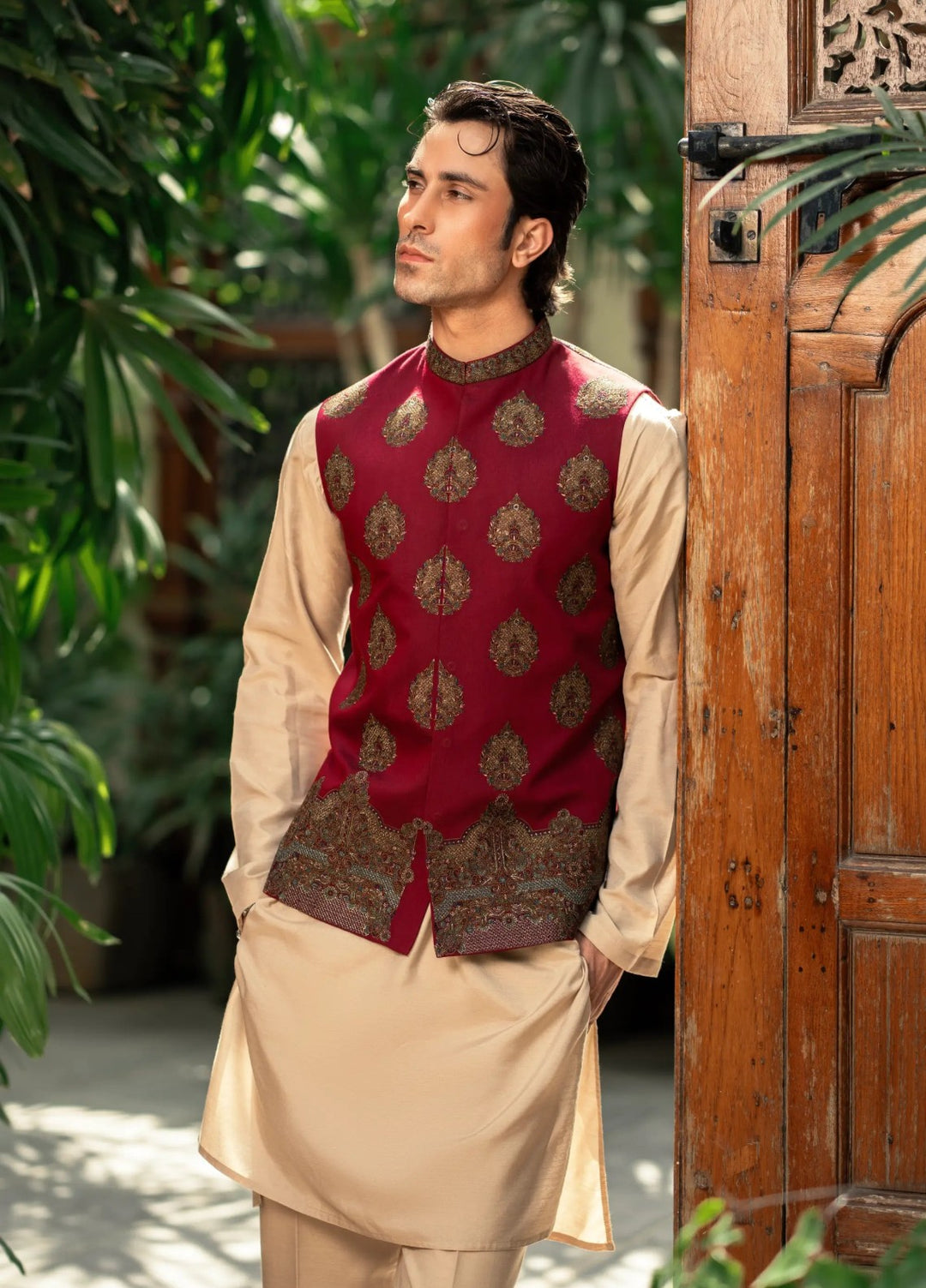 Stylish Garments Mens Waistcoat RTW Embroidered Mesuri Waistcoat Suit W-3007 Festive Collection