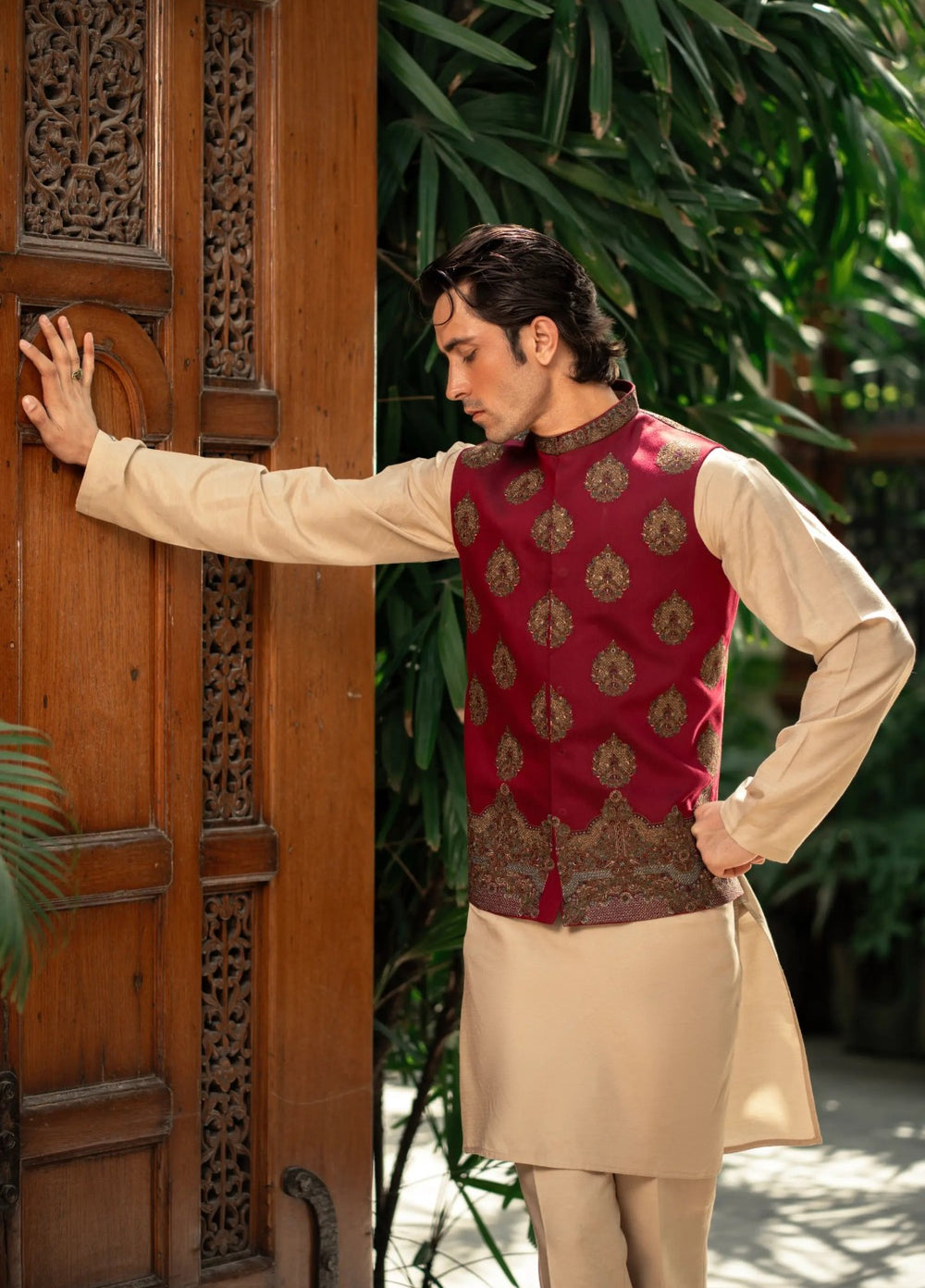 Stylish Garments Mens Waistcoat RTW Embroidered Mesuri Waistcoat Suit W-3007 Festive Collection
