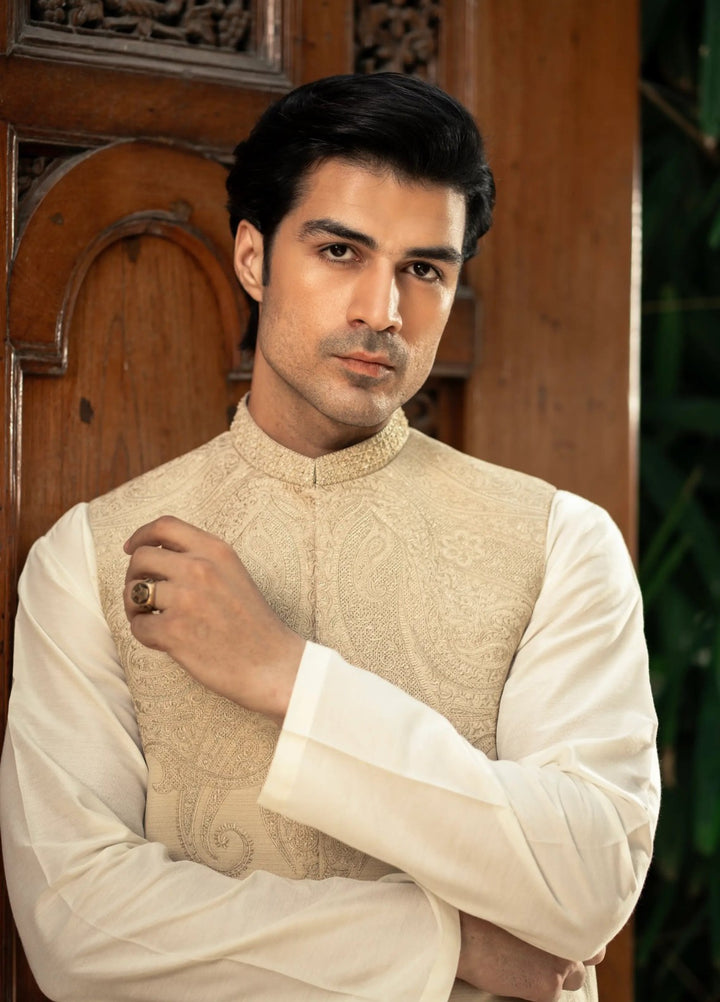 Stylish Garments Mens Waistcoat RTW Embroidered Mesuri Waistcoat Suit W-2985 Festive Collection
